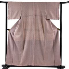 小紋 身丈156.5cm 裄丈61.5cm S 袷 幾何学模様 総絞り 灰紫 正絹 優品 【中古】