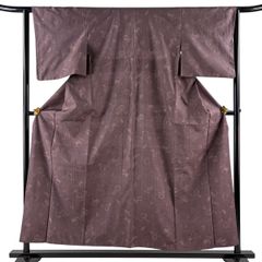 紬 身丈155.5cm 裄丈63cm S 袷 茶道具 茶紫 正絹 優品 【中古】