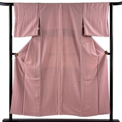 【美品】 色無地 身丈150.5cm 裄丈62cm S 袷 ピンク 正絹 優品 一つ紋 【中古】
