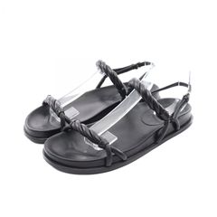 ジミーチュウ JIMMY CHOO サンダル DIOSA FLAT フラット ブラック レザー サンダル レディース Used B