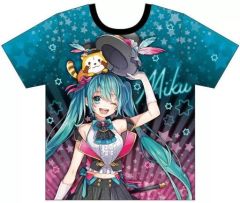 【中古】Tシャツ(キャラクター) ミク＆ラスカル/集合 フルグラフィックTシャツ ブルー×ピンク Mサイズ 「初音ミク×ラスカル 2019」