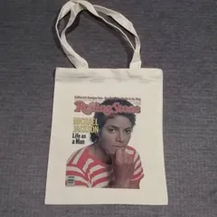 【希少】マイケルジャクソン ローリングストーン誌 トートバッグ 80s 映画 音楽 スリラー BAD グッズ 送料無料 キャンバス エコバッグ サブバッグ マイケル・ジャクソン -3