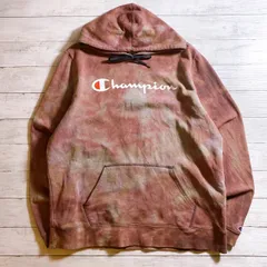 【希少デザイン】CHAMPION REVERSE WEAVE HOODIE チャンピオン レッド バーガンディ グリーン タイダイ染め ロゴプリント パーカー 古着 #C8264