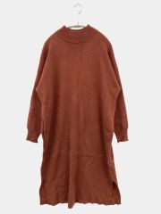 RETRO GIRL レトロガール ワンピース M ブラウン コットン 無地 ニット 長袖 ロング・マキシ丈 タイト レディース