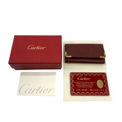 4791 カルティエ マストライン L3000453 キーケース 4連 ボルドー 中古 Cartier レザー 小物 三つ折り