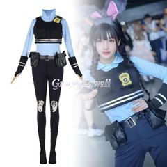 イ*ハ様 ズートピア ジュディコスプレ衣装セット ウィッグ・耳・尻尾