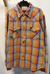 ◆Wrangler ラングラー ウエスタンシャツ チェック柄 オレンジ系 Lサイズ W9148 長袖 中古◆22716★