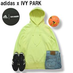 アディダス x アイビーパーク adidas x IVY PARK パーカー スウェット スリーストライプス ロゴ 刺繍 XS ネオンイエロー ストリート スポーツ メンズ レディース ユニセックス