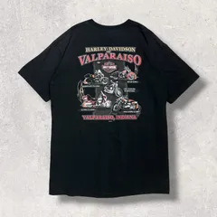 Harley-Davidson ハーレーダビッドソン 2005 USA製 Tシャツ バイク5台 両面プリント ポケットT VALPARAISO INDIANA 00s