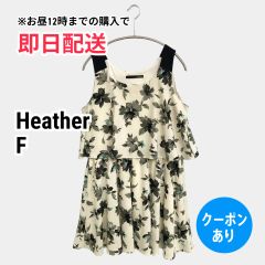 Heather ヘザー ワンピース F ホワイト 花柄・ボタニカル柄 袖なし ショート・ミニ丈 フレア レディース
