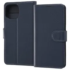 【新品】 レイ・アウト iPhone 13 mini用 耐衝撃 手帳型ケース シンプル マグネット/ダークネイビー