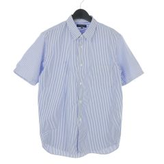コムデギャルソンオム COMME des GARCONS HOMME ストライプ シャツ 半袖 M コットン M 青 ブルー HG-B034