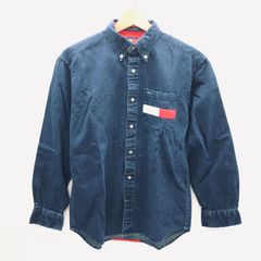 TOMMY HILFIGER メンズ 長袖 デニムシャツ Mサイズ インディゴ レッド トミーヒルフィガー SGKY26-2990