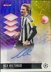 【9/15まで出品】Nick Woltemade ニック・ウォルトメイド Topps Finest UCC 2025-26 /75 Purple Wave Refractor Auto 直筆 サイン Newcastle United