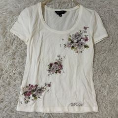 Epoca お花ワッペンTシャツ ホワイト 40 可愛い スパンコール 上品