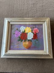 高級薔薇の手彫り油絵額縁アンティークシルバーF０号キャンバス付き 高級薔薇の手彫り油絵額縁アンティークシルバーF0号キャンバス付き