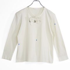 インゲボルグ★リボン付♪長袖カットソー アイボリー系 ロゴ入り 無地 z23146