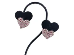 YD　スワロフスキー　SWAROVSKI　クリスタル　ハート　パヴェ　ピアス　ピンク×シルバーカラー　送料無料