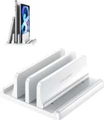 【送料無料】【数量限定】タブレット/ipad/MacBook ABS樹脂製 Pro ホルダー幅調整可能 Air ２台収納 縦置き用 