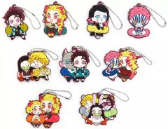 [Used] Set of 9 types of merchandise: "Demon Slayer: Kimetsu no Yaiba Character Bancho Rubber Mascot, Lacquer Type"