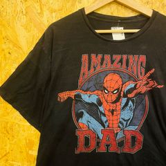 MARVEL 마블 스파이더맨 AMAZING DAD 프린트 반소매 T셔츠 블랙 맨즈 2XL상당 헌옷