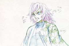 [Used] Postcard I. Giyu Tomioka Exhibition Original Drawing Postcard "Demon Slayer: Kimetsu no Yaiba Character Picture Scroll Cafe in ufotable Cafe Second Phase"