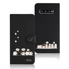 【新品】 Qribo 適合 Galaxy S10 ケース 手帳型 ギャラクシーs10 ケース SC-03L SCV41 カバー なのに可愛いデザイン ブラック