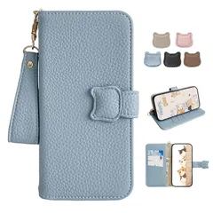 【新品】 Kahper iPhone SE (第2世代/第3世代) 用 ケース 手帳型 猫耳 ストラップ付き iPhone8 財布型 カード収納 軽量 ブルー