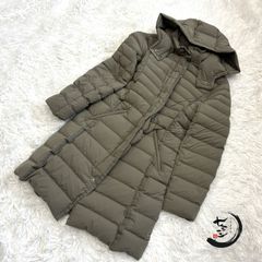 【美品】スタイルラヴィー Style Ravie ダウンコート ロングコート 9号 M カーキ ダウン90％ フェザー フード着脱可 レディース 防寒 冬