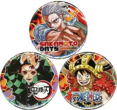 [Used] Badge/Pin Set of 3 - Special Can Badge "SAKAMOTO DAYS/Demon Slayer/One Piece" - Jump Victory Carnival 2025 Point Exchange Prize