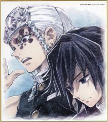 [Used] Paper product: Uzui Tengen & Tomioka Giyu "Demon Slayer x ufotable Cafe"Tanjirō Kamado"Risshi Arc Special Edited Version Broadcast Commemoration Collaboration Cafe: Pillar Meeting & Butterfly Mansion Arc Random Replica Mini Shikishi (Illustration Board)"