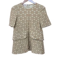 MARNI マルニ ドット柄 ショートスリーブ ブラウス チュニック 38 ブラウンベージュ レディース 半袖ブラウス 古着 중고 USED 상태좋음