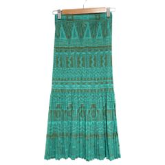 PLEATS PLEASE ISSEY MIYAKE プリーツプリーズ イッセイミヤケ ジオメトリック メッシュ スカート PP61-JG674 サイズ1 グリーン レディース ロングスカート 古着 中古 USED 美品