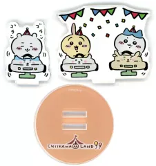 【中古】アクリルスタンド・アクリルパネル ちいかわ＆ハチワレ＆うさぎ(ゴウンゴウン) レイヤーアクリルスタンド 「ちいかわ なんか小さくてかわいいやつ」 ちいかわらんど/ちいかわマーケット限定