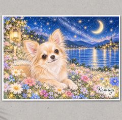 ミニチュアダックスのイラストポスター A4 名入れ無料 優しく微笑む