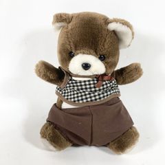 ★ 昭和レトロ サンアロー くまのマック ぬいぐるみ 当時物 テディベア クマ 熊 チェック柄 洋服 着せ替え 日本製  現状品