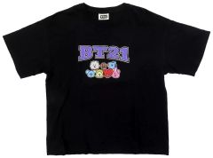 [중고] 의류 집합 프린트 T 셔츠 블랙 L 사이즈 [BT21 × Right-on (2020 년)]