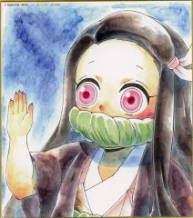 [Used] Paper product: Kamado Nezuko "Demon Slayer: Kimetsu no Yaiba Total Concentration Exhibition - Mugen Train Arc/Entertainment District Arc - Animation Staff Total Concentration Replica Mini Shikishi D"