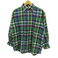 ケントイントラディション 長袖シャツ トップス チェック柄 日本製 メンズ Lサイズ グリーン×ブルー Kent IN TRADITION 【中古】