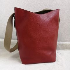 希少☆デルヴォー ショルダーバッグ バゲットバッグ バケツ型 レザー 赤 本革 トートバッグ 2way DEUX de Delvaux