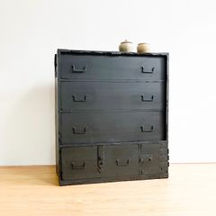 和箪笥 黒 チェスト 木製 2A161 和家具 ビンテージ アンティーク