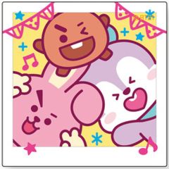 [중고] 식완 스티커·씰 6.SHOOKY(슈가)&MANG(제이 호프)&COOKY(정국) [BT21 다이컷 스티커 부착 스낵]