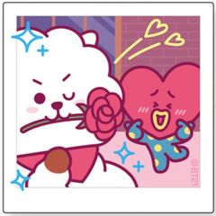 [중고] 식완 스티커·씰 7.RJ(진)&TATA(부이) [BT21 다이컷 스티커 부착 스낵]