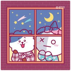 [중고] 식완 스티커·씰 22.RJ(진)&VAN [BT21 다이컷 스티커 첨부 스낵]