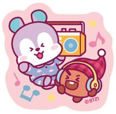 [중고] 식완 스티커·씰 19.SHOOKY(슈가)&MANG(제이 호프) [BT21 다이컷 스티커 첨부 스낵]