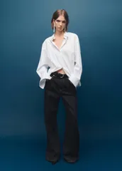 マンゴ レディース ボトムス デニムパンツ コントラスト コットン ジーンズ Mango Seattle 100 cotton kick flare jeans with contrastitch i