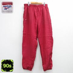W38/古着 リーボック REEBOK ナイロン パンツ メンズ 90年代 90s ワンポイントロゴ バーガンディ 26aug06