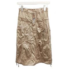 ディーゼル DIESEL スカート 23 ゴールドカラー カーゴポケット ジップアップ ミディ丈 /KK ■GY06