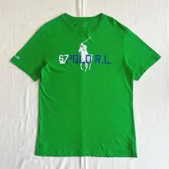 archive　POLO RALPH LAUREN　ポロラルフローレン　半袖コットンTシャツ　カットソー　ビッグポニー　67 POLO R.L.ロゴプリント　袖ロゴ　グリーン　XLサイズ　Y2K　C-BOY　SWAG　big pony logo t-shirt