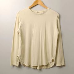 ユニクロ UNIQLO ソフト コットン ラウンドヘム Tシャツ 長袖【M】イエロー系／黄色系